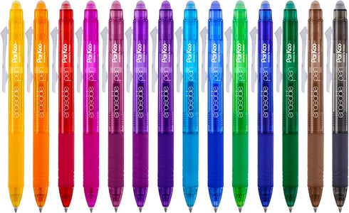 ParKoo Retractable Erasable Gel Pens Clicker - 14 Colors, Fine Point 0.7mm for Writing and Drawing