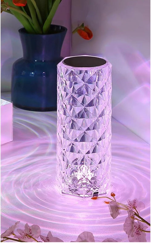 CLoxks Dimmable Bedside Lamp Crystal Rose Ambiance Table Lamp Bedroom Bedside Lamp LED Romantic Multi-Color Changing