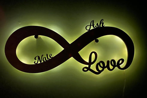 Namofactur Personalized Infinity love Sign - You and Me LED Night Light Sign - Personalized Valentine's day gifts