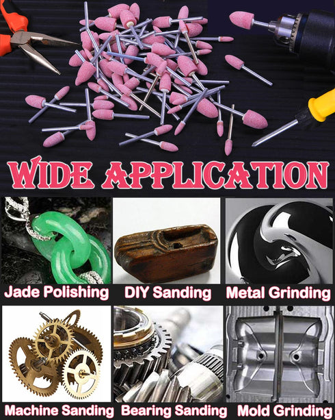 90 Pack Grinding Stone Set 1/8" Shank, Sanding Drill Bit for Rotary Tool Flap Wheel for Grinding, Polishing Ferrous