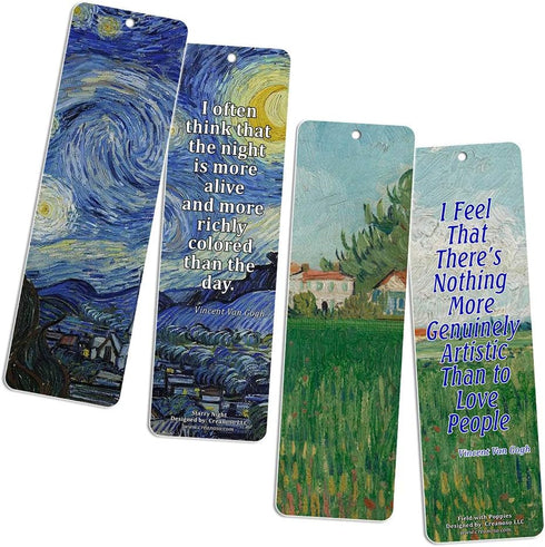 Loving Vincent Van Gogh Inspiring Quotes Bookmarker Cards, 36-Pack, Cool Classical Painting Art Print