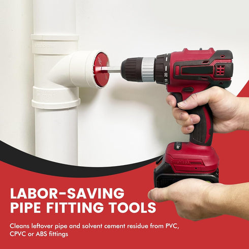 PVC Fitting Saver with 1- -Inch Head Aluminum, PVC Pipe Reamer, PVC Socket Saver with 3/8" Hex Shaft, For Water Lines, Drain Lines, Vent Lines