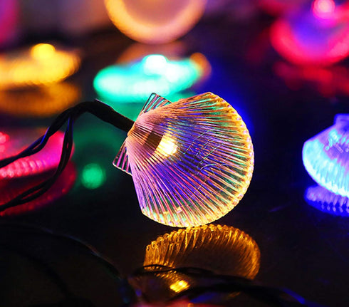 SNOMYRS Solar String Lights, 30LED 21Ft Outdoor Seashell Fairy Tale Lights for Party Wedding Garden Decor