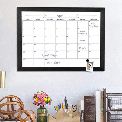 TORASO Dry Erase White Board & Monthly Calendar Board, Magnetic Whiteboard for Wall, Hanging Board for Office, Home