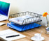 PAG Metal Stackable Letter Tray, 2 Pack Black Desktop File Organizer Rack for Paper Holder