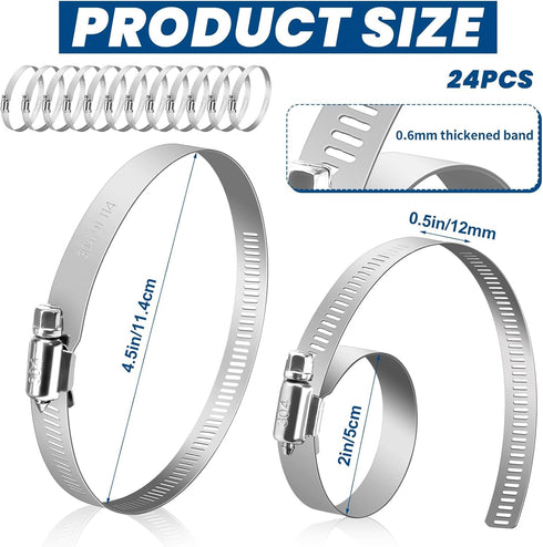 Twdrer 4 Inch 304 Stainless Steel Adjustable Hose Clamp, Worm Gear Duct Clamp for Plumbing, Automotive, Mechanical