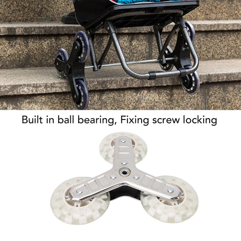 Replacement Stair Climbing Wheel, Plastic Silent Rotatable Shopping Laundry Cart Wheel, Trolley Climbing Triangle Wheel