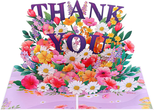 WJIAAA Pop Up Thank You Cards, 3D Thank You Card with Envelope flowers
