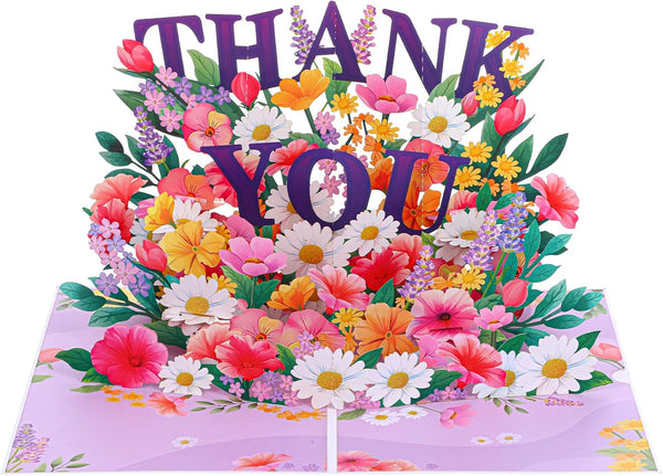 WJIAAA Pop Up Thank You Cards, 3D Thank You Card with Envelope flowers