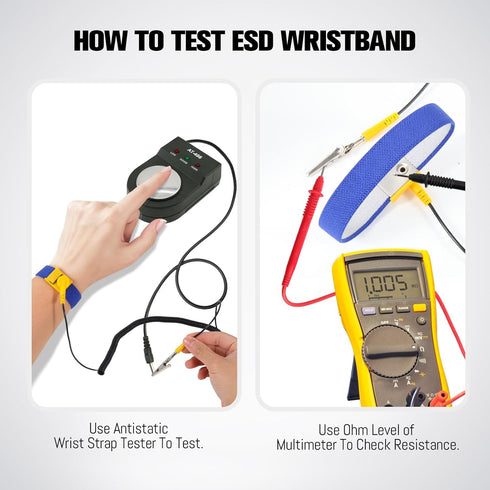 Anti Static Wrist Strap, 7.5" ESD Adjustable Grounding Bracelet with 10‘ Extendable Coil Cable, Fits 5" to 9"