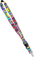 Print Lanyard - Satin Keychain Necklace with Side Release Buckle, ID Badge Holder, 1 Inch, Geo Squares
