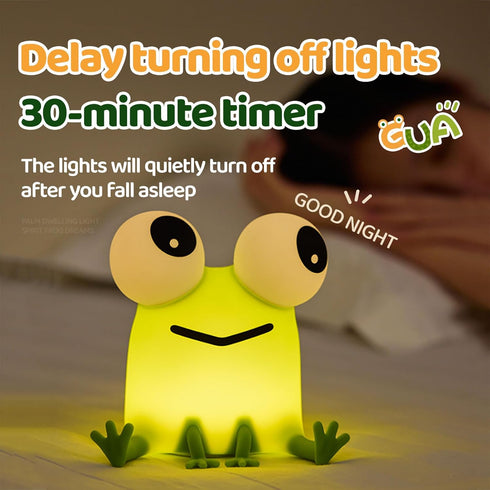 Dimmable Frog Night Light for Kids, Cute Silicone Nursery Night Light, Rechargeable Bedside Lamp, Portable Creative