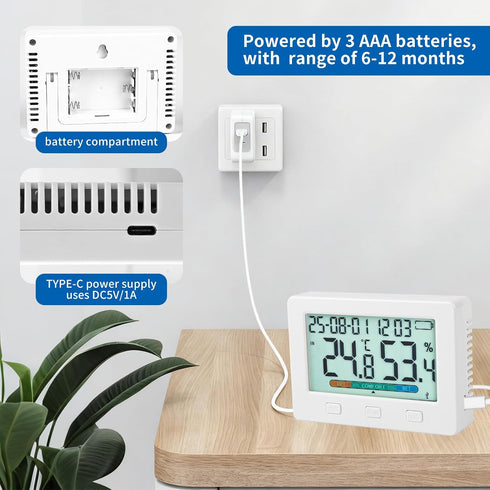 WEIRUSE 260000 Sets 5 Indoor Temperature and Humidity, Two sensors Inside and Outside USB Export of Data Storage, high