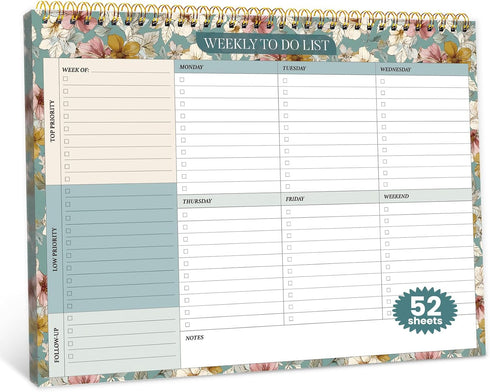 Weekly To Do List Notepad with 52 Undated Sheets8.5"11"- Undated Weekly Planner