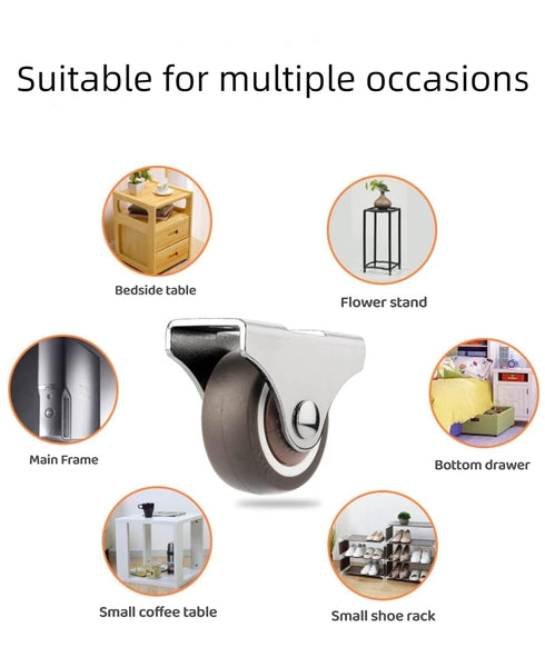 1 Inch Fixed Caster Wheels, Small Caster Wheels + Screws, Low Profile Castor, Set of 8 No Floor Marks Silent Casters