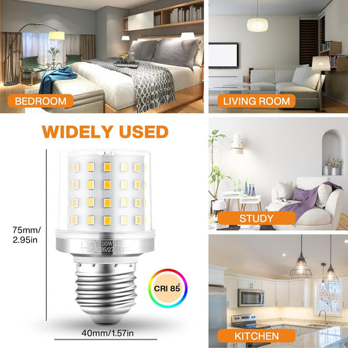 MIAOKE E26/E27 LED Bulb, 10W Dimmable Light Bulbs, 900 Lumen, 90% Energy Saving, 4 Pack for Bathroom, Ceiling Fan,