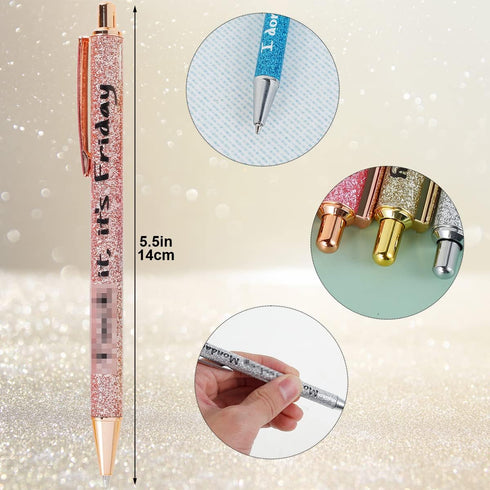 HOTBEST 9 Pcs Funny Seven Days of The Week Pen Set, Fun Ballpoint Pens Describing Mentality, Glitter Pen Set