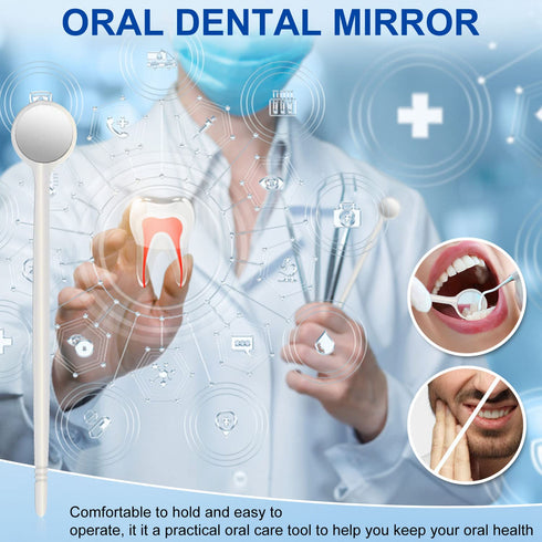 EZGO 100pcs Dental Mouth Oral Teeth Mirrors with Shiny Handle and Free Protective Packing, Every Mirror Individually