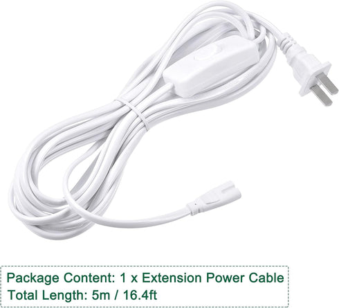 MECCANIXITY T5 T8 LED Tube Power Extension Cable with On/Off Switch, 5M Length Wire