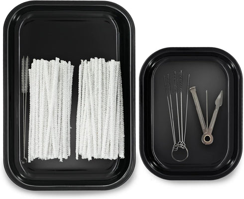 Black Metal Tray 2 Pack, 11"x7" and 7"x5.5", Stylish Black Design