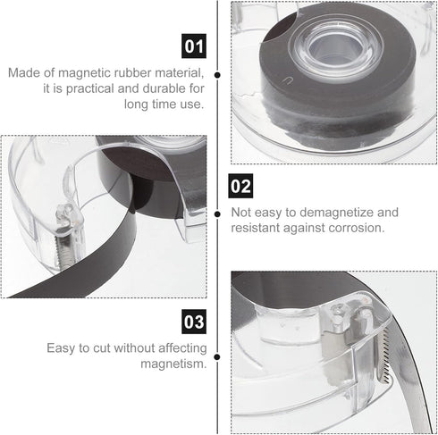 Toddmomy Magnetic Tape Dispenser, 5M Flexible Magnetic Tape, Magnetic Strips with Adhesive Backing, Magnet Tape