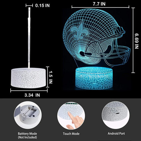 Helmet Shape Optical Illusion Night Light, Smart 7 Colors Table Lamp Gifts for Men, Women, Kids, Boys, Teens