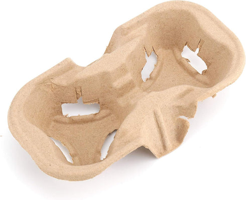HOZEON 100 Pack 2-Cup Pulp Fiber Drink Carrier, to Go Coffee Cup Holder, Disposable Drink Carrier Tray for Hot or Cold
