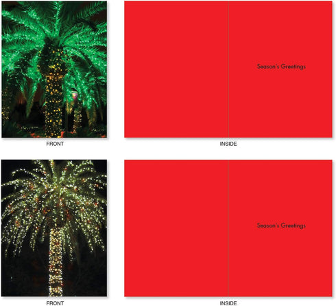 The Best Card Company - 20 Season's Greeting Cards (10 Designs, 2 Each) - Holiday Palms Assortment AM3273SGG-B2x10