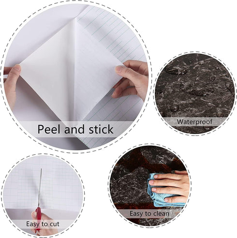 Black Marble Contact Paper, 15.7" x 78.7" Peel and Stick Waterproof Decorative Wallpaper for Countertops and Cabinets