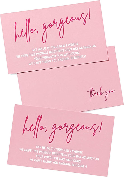 RXBC2011 Package Pack 100 Hello Gorgeous Thank you for your order cards Thank you for the support Cards Insert