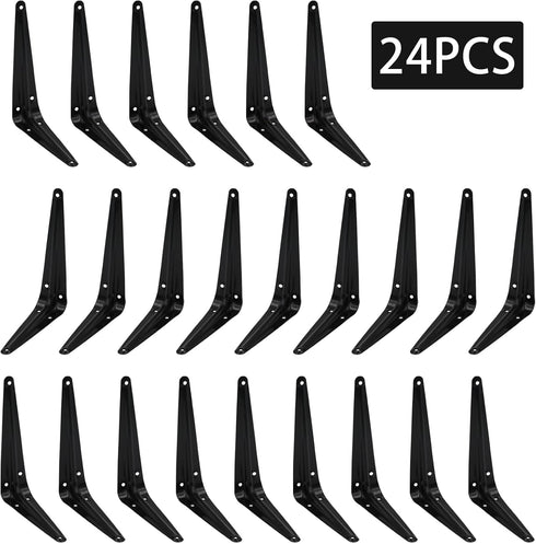 Mormchlots 24Pcs 6 5 Inch x Black Shelf Brackets, Heavy-Duty Metal Steel Corner L Brackets for Shelves Shelf