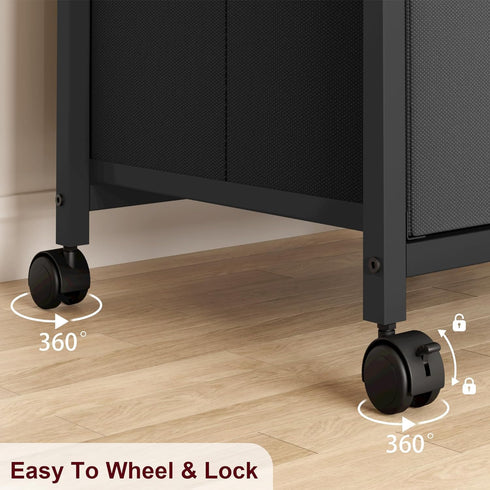 File Cabinet with 4 Drawers, Mobile Rolling Printer Stand, Fits A4 or Letter Size, Fabric Vertical File Cabinet with
