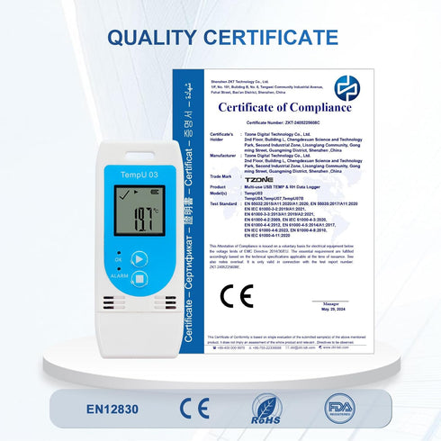 32000 Tzone Reusable Temperature and Humidity Data Logger USB,Temp Recorder Humidity Logger with PDF&CSV Report,Digital