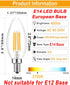 Lamsky E14 Bulb Bulb,Warm 2700K 40W 110V/220V Glass,No-Dimmable (12-Pack) European Base LED Filament Candle Shape Light