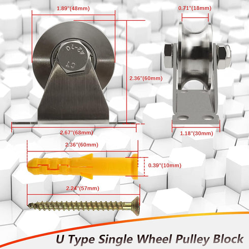 Groove Wheel Pulley, Stainless Steel Super Silent Single Pulley Block for DIY Gym Equipment (1 Pack)
