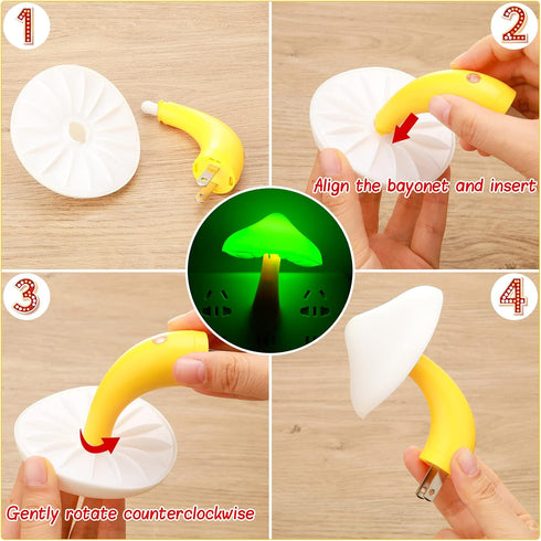 20 7 Tuanse Pcs LED Color Changing Mushroom Night Light, Cute Color Sensor Mushroom Shaped Plug in Lamp, Christmas