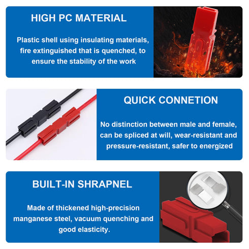 smseace 10Pairs 15/30Amp Power Connectors 1.5-4mm² (20-12AWG) Quick Connect/Disconnect for Forklift/Golf Cart
