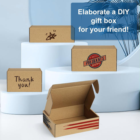 Famagic 12 Pack Small Shipping Boxes 4x4x2 Brown Corrugated Cardboard Mailer for Small Business