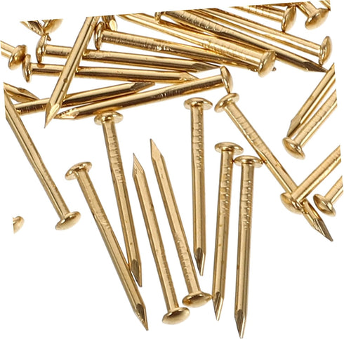 GLEAVI Small Nails 100 Pcs Copper Nails, Decorative Tiny Screws for Furniture Finge Gold Decor