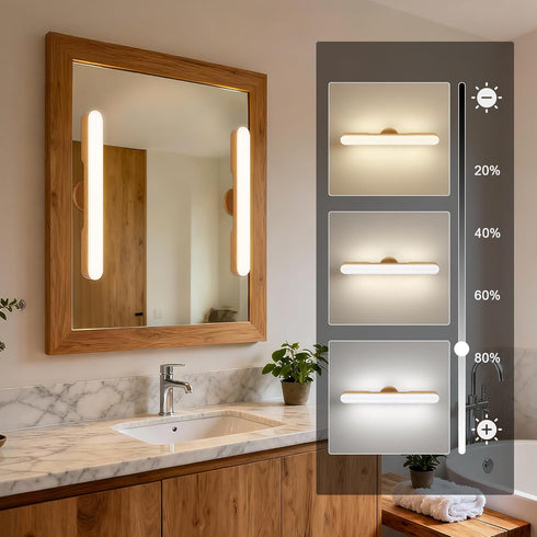 Set 2 Dimmable 3 cambk of Wireless Vanity Makeup Lights for Mirror, Rechargeable LED Stick On Light Bar for Bathroom