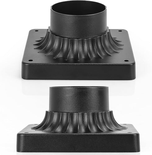 3.0" 2 Pack Lighting Outdoor Post Light Mounting Base OD Heavy-Aluminum Pier Mount Adapter in Black Finish for Deck