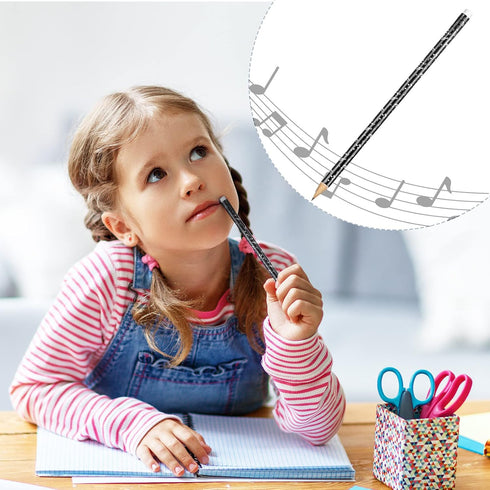 Chinco Music Pencils with Music Note Design, Bulk Round Fun Pencils for Classroom Supplies