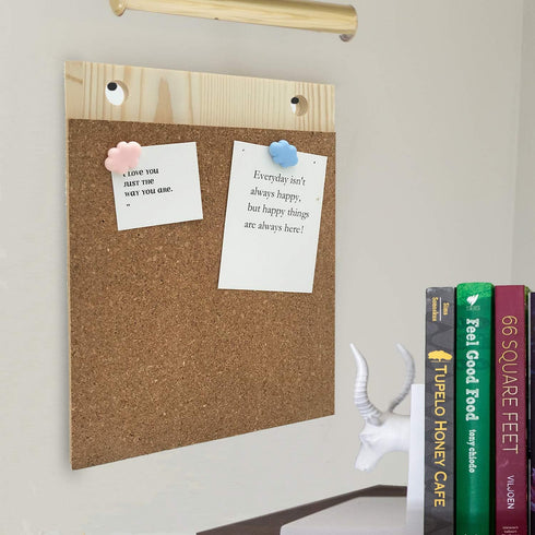 Desktop Cork Board, 10'' x 8'' Bulletin Board with 12 PCS Push Pins, Decorative Message Board for Home School Office
