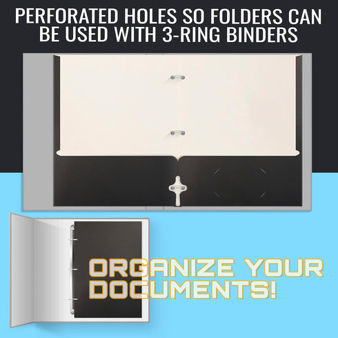 Better Office Products Two Pocket Portfolio Folders - 50-Pack, Black, Letter Size Paper Folders