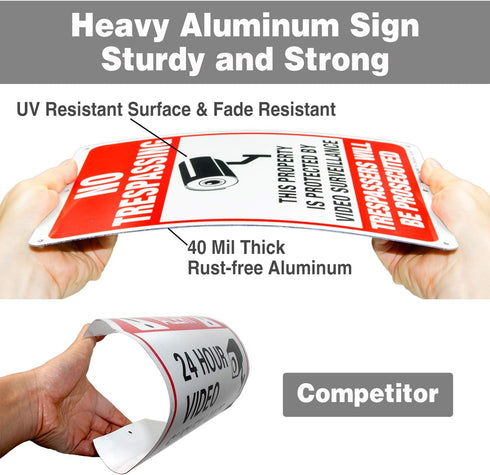 2 Pack No Trespassing Sign, 10 x 7 Inches Metal Reflective Sign for Indoor or Outdoor Use, CCT