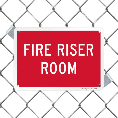 SmartSign K-9709-PL-10 "Fire Riser Room" Sign, 7" x 10" Plastic, White on Red