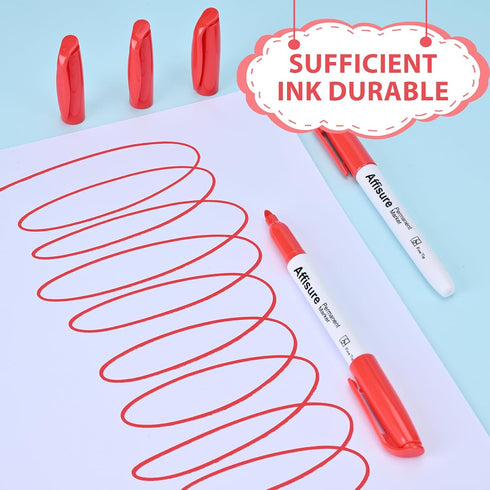 75 Count, Red Permanent Markers Bulk, Quick Drying and Fade Resistant, Fine Point Marker works on Paper, Plastic