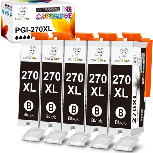 Miss Deer Compatible 270 PGBK Ink Cartridge Replacement for Canon 270XL PGI-270 PGI270XL for PIXMA MG6820, TS9020,