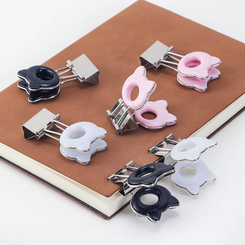 Cat Shape Medium Paper Clips, Easy Grip Binder Clips, Assorted Color, 10 Pcs/Set School Office Supplies