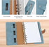 FYY Leather A5 Binder, 6 Ring Notebook, Refillable Planner, A5 Dividers, Blue Notebook